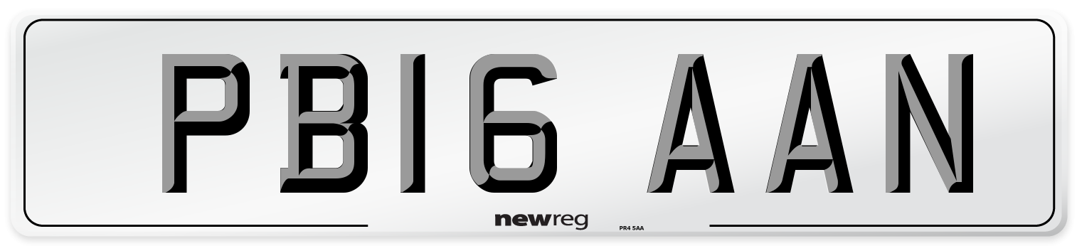 PB16 AAN Number Plate from New Reg